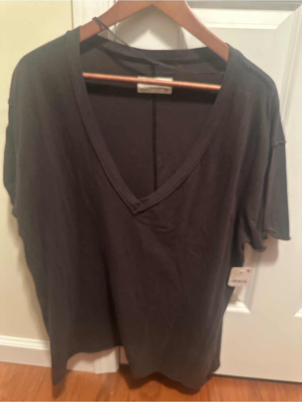 We The Free Black V-Neck Short Sleeve Tee